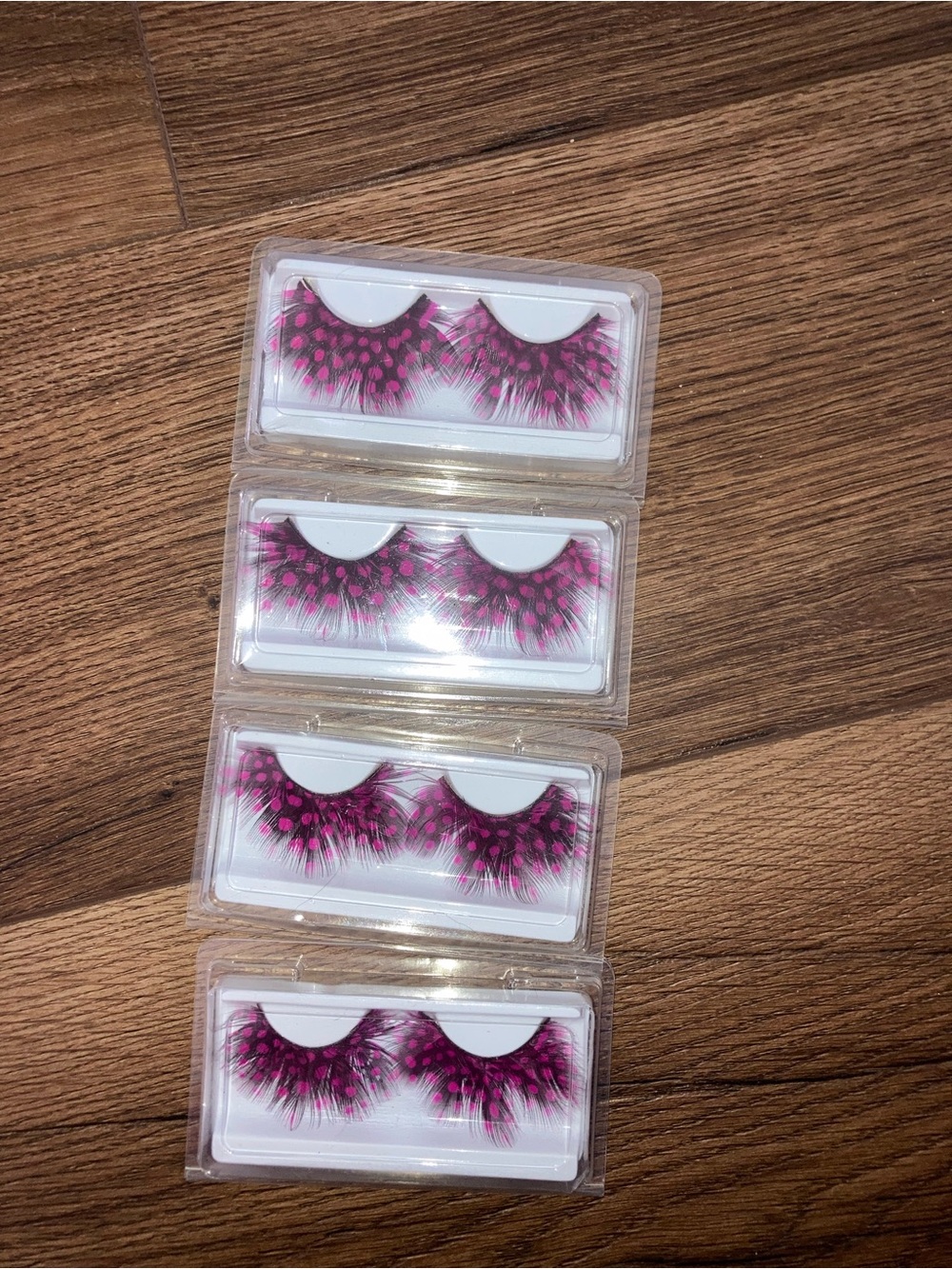 Pink Feathered pink poka dot Dramatic False Eyelashes